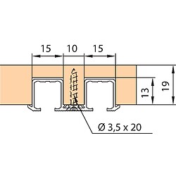 Rail de roulement double Hawa Clipo 16 - aluminium anodisé - à encastrer - longueur 2500 mm