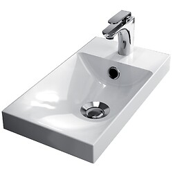 Meuble lave-mains 1 porte blanc brillant (larg. 40 cm) + vasque synthèse