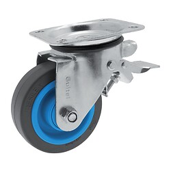 Roulettes pivotantes à blocage sur platine roue Résilex® pour charges lourdes - Maxiroll