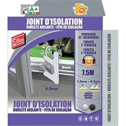 Joint d'isolation phonique et thermique pour menuiserie - pour espaces de 1,5 à 4,5 mm - largeur 9 mm