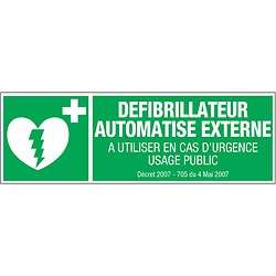 Panneau de consignes de sécurité défibrillateur - rectangles rigides