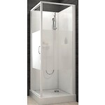 Cabine de douche carrée à porte pivotante Izibox 2 avec parois en vitrage sérigraphié - 90 x 90 cm