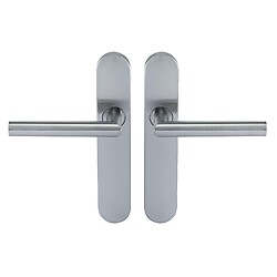 Béquille double inox sur plaque Ligne 19 type V bec de cane