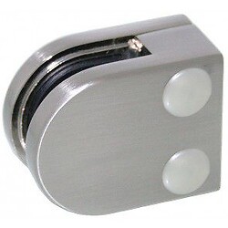 Pinces à verre pour garde-corps - modèle 00 - demi-ronde 40x50 mm - support plat - inox 316 brossé