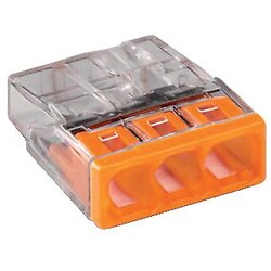 Bornes de connexion automatique 2273 pour fils rigides 3x0,5-2,5 mm² transparent/orange boîte de 100 pièces