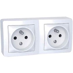Double prise 2P+T ALREA blanc polaire complet