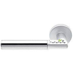 Béquille double Code Handle sur rosace ronde C7 35/80 chromé/velours, bec-de-cane gauche