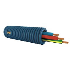 Gaine ICTA préfilée 3x2,5 mm² Ø 20 mm H07V-U bleu-noir-vert/jaune couronne 100 m