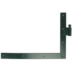 Paumelle équerre basse droite 400 x 550 mm à boule en acier phorétique noir à visser pour volets et portail