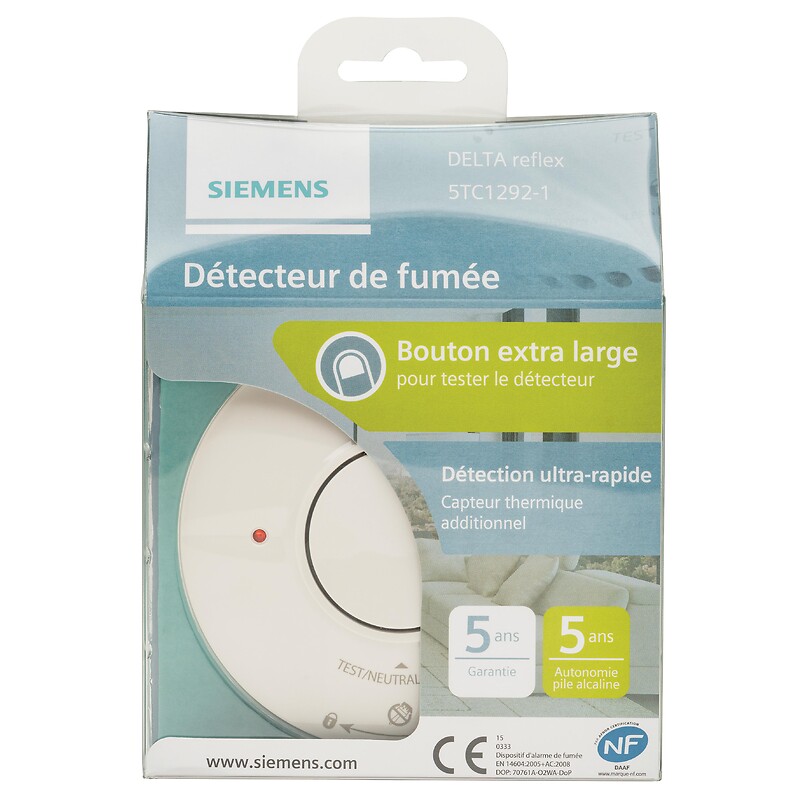 SIEMENS- 1 Détecteur de fumée NF 10 ans + 1 détecteur monoxyde de