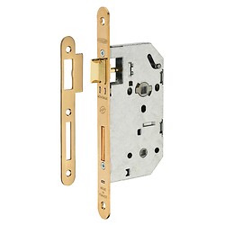 Serrure à larder NF type Monomax axe à 50 mm condamnation têtière laitonnée avec gâche
