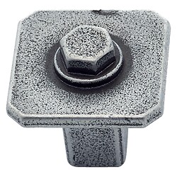 Bouton KENTUCKY 27 x 27 mm hauteur 26 mm en zamak finition vieux fer mat