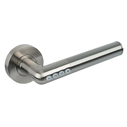 Béquille double sur rosace type 511 à code électronique fonction Bluetooth carré de 7 ou 8 mm réversible finition satiné AYR
