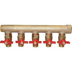 Collecteur de distribution M/F 20x27 avec vannes - 4 départs 15x21