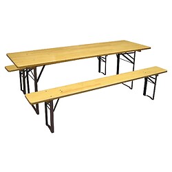 Kit table rectangulaire et 2 bancs en bois