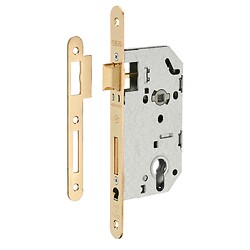 Serrure à larder NF type Monomax axe à 50 mm clé I têtière laitonnée avec gâche