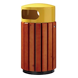 Corbeille extérieure bois métal 40 litres à poser Zeno coloris Bois/Jaune colza