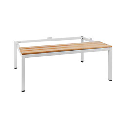 Socle banc avec assise 3 lattes et vérins de réglage pour vestiaire 3 cases industrie propre coloris gris 7035
