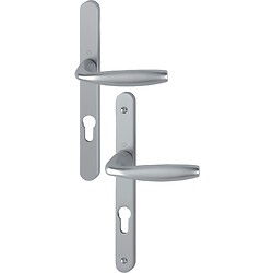 Ensemble sur plaque étroite de 24 mm ligne New York clé I carré 7 entraxe 70 pour porte 58-67 mm aspect inox F9