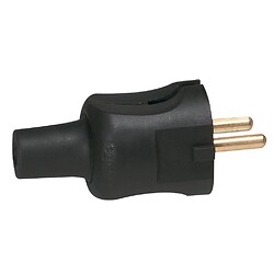 Fiche électrique mâle 2P 16A caoutchouc câble 2x1,5 mm² noir