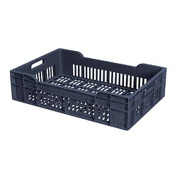Caisse ajourée gerbable grise, capacité 40 litres, dimensions 600 x 400 x 170 mm