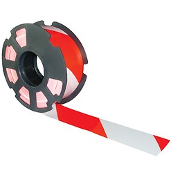 Ruban de signalisation polyéthylène RUBAPLAST©, blanc et rouge, largeur 75mm, rouleau de 500m