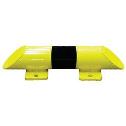 Butée de protection avec platine Park acier jaune et noir tube Ø 76mm longueur 400 mm, hauteur 86 mm