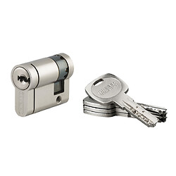 Demi cylindre PE à 8 Goupilles TRANSIT 2 30*10 nickelé panneton orientable +4 clés reversible avec carte de propriété