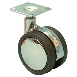 Roulette de meuble Jemedesign noir/chrome pivotante diamètre 60 mm platine 40x50 mm