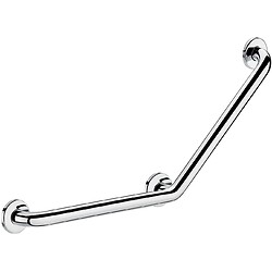 Barre d'appui coudée 135° en Inox poli brillant UltraPolish Ø32 400x400 à 3 points de fixation
