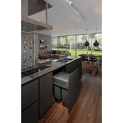 Poubelle de cuisine grande capacité Block 2.0 - fixation sur la façade - profondeur 478 mm - largeur caisson 400 mm - bac 35 litres