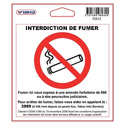 Étiquettes signalétiques adhésives - 115 x 115 mm - Interdit de fumer