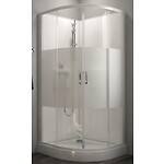 Cabine de douche 1/4 de rond à portes coulissantes Izibox 2 avec parois en vitrage sérigraphié - 90 x 90 cm