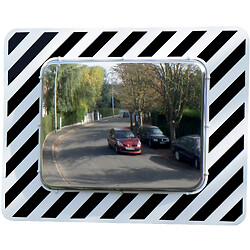 Miroir de surveillance en polycarbonate à bandes réfléchissantes pour voirie, miroir rectangulaire 40 x 60 cm