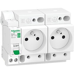Combiné disjoncteur + double prise de courant embrochables XE