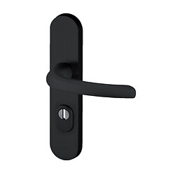 Ensemble de sécurité sur plaque béquille double en aluminium entraxe 195 mm, carré de 7 clé I , fintion noir brossé