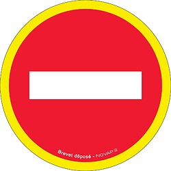 Disque rouge d'interdiction rigide, haute visibilité avec contour jaune fluo, diamètre 300 mm "Sens interdit"