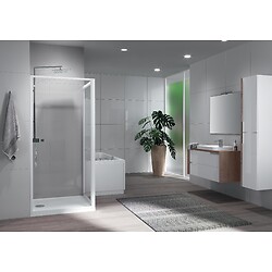 Paroi de douche fixe Riviera 2.0 F extensible 68-72 cm - Profilé blanc et verre transparent