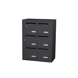 Boîtes aux lettres collectives intérieures - 6 cases - fixation murale -Gris anthracite RAL 7016