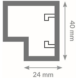 Anti-pince-doigts à recouvrement à encastrer - angle - 2,50 m - 40 x 24 mm - noir