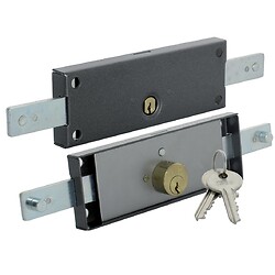 Serrure à tringles pour porte de garage et rideau métallique à cylindre rond