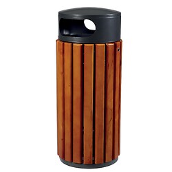 Corbeille extérieure bois métal 60 litres à poser Zeno coloris Bois/Gris manganèse