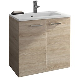Ensemble complet Angelo Bardolino 60 cm (Caisson avec 2 portes + vasque céramique + Miroir + applique LED)