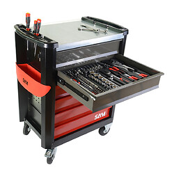 Servante Servi-630n à 6 tiroirs avec composition de 221 outils de mécanique automobile en modules mousse - cpp-221mms