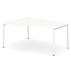 Bureau compact avec retour à gauche Net-U - coloris blanc - pieds blancs - top access - longueur 160 cm