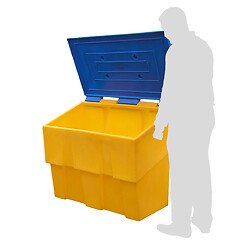 Bac FIMM à sel PEHD 500 L bac jaune à couvercle bleu