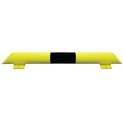 Butée de protection avec platine Park acier jaune et noir tube Ø 76mm longueur 800 mm, hauteur 86 mm