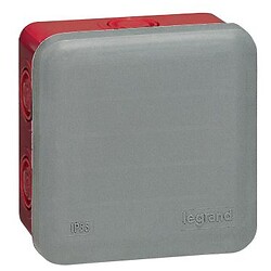 Boîte carrée 105x105x55 étanche Plexo gris/rouge embout (7) IP55/IK07 960°C
