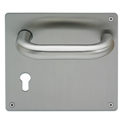 Béquille double inox A2 sur plaque renforcée carré 170 x 170 mm, entraxe 70 mm clé I