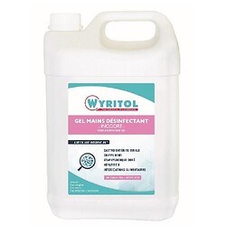Gel hydro-alcoolique WYRITOL pour la désinfection des mains formule non grasse spécial peaux sensibles bidon de 5 l